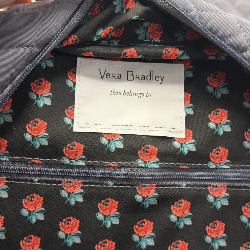 Vera Bradley Essential Backpack Laptop Quilted Carbon Rose Lined Lunchbox Set - Picture 4 of 16